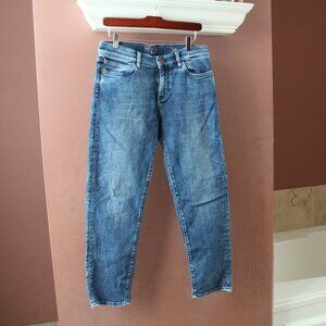 Mih Jeans Womens The Phoebe Slim Mid Rise Slim Slouch Leg Denim Blue 28